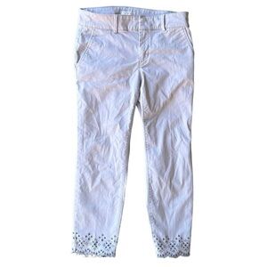 Loft Womens Pants Eyelet Hem Cropped Career Office Gray Size 6P 6 Petite